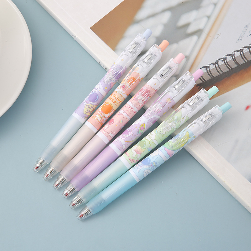 Bút gel phi hành gia dễ thương mực đen ngòi 0.5mm dễ - bút bi gel đen hoạt hình dễ thương có ruột bút thay thế