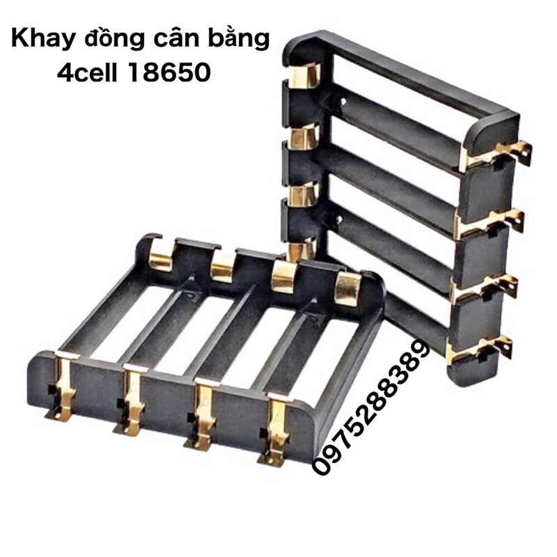 Khay chân đồng mạ vàng cân bằng 4cell pin 18650 cao cấp