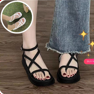 Sandal dây chéo xỏ ngón đế xuồng 7 phân, sandal đế xuồng