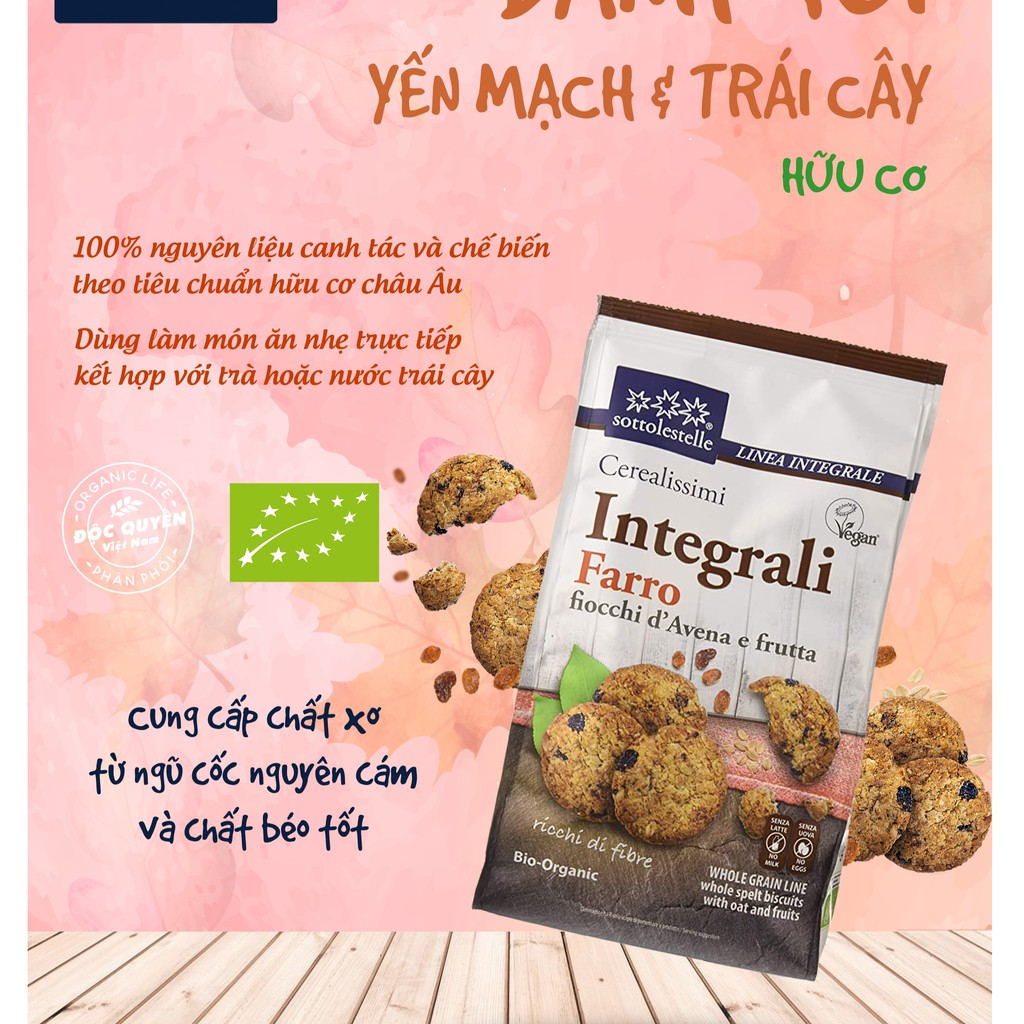 (HSD: 28/02/2024)Bánh quy hữu cơ trái cây Sottolestelle cao cấp
