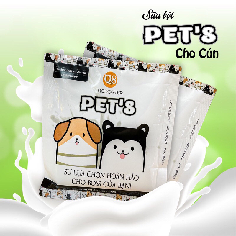sữa bột pet8 dành cho chó mèo túi 100g