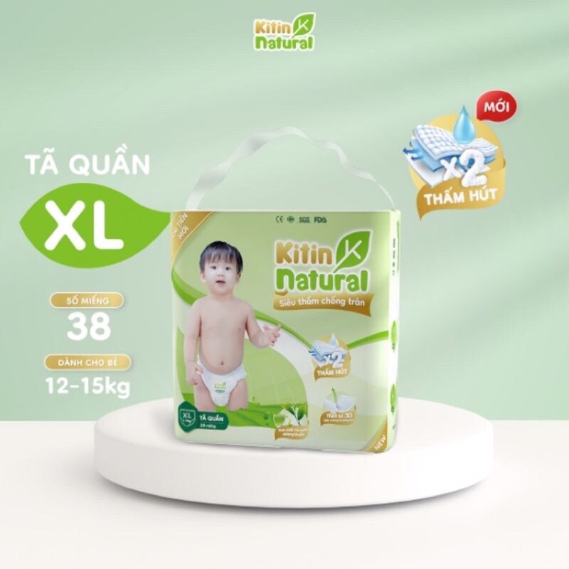 Bỉm Dán/Quần Kitin Natural Size M44/L40/XL38/XXL36/XX