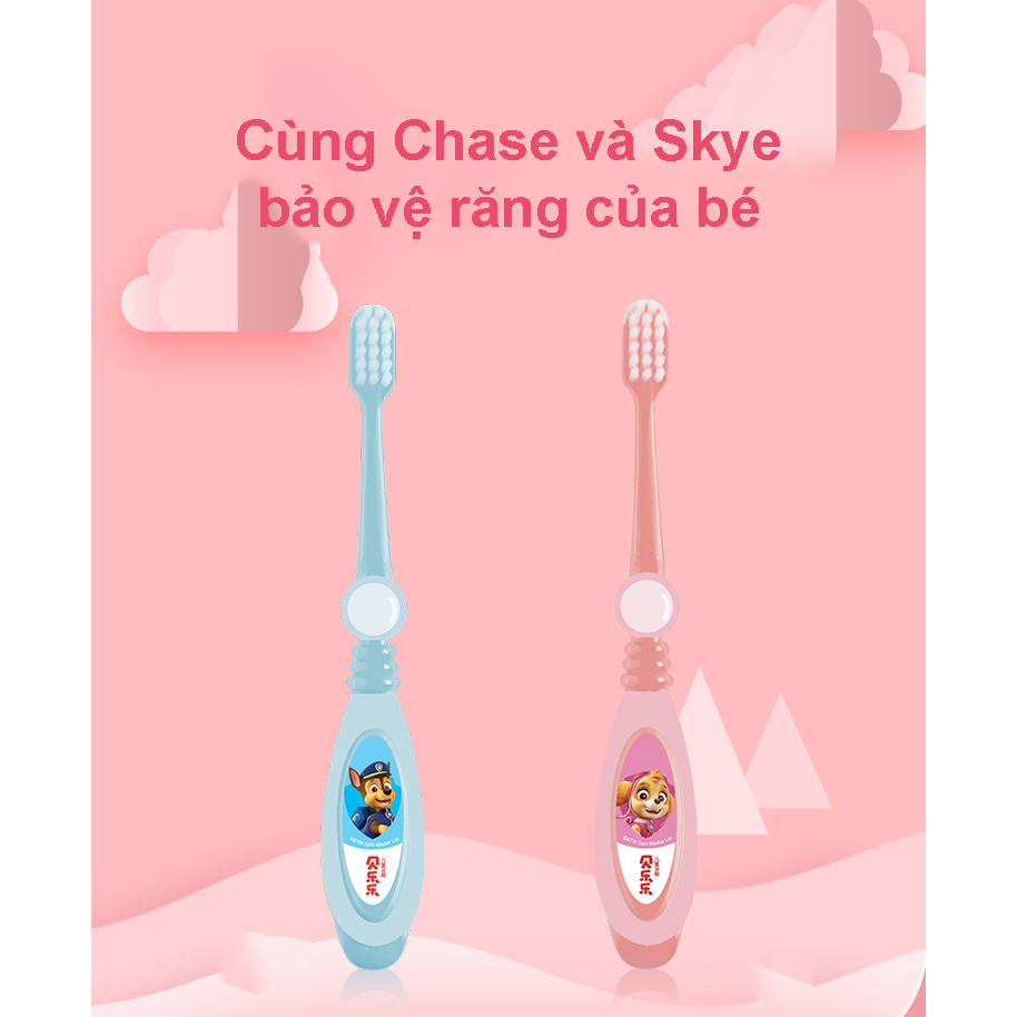 Bàn chải đánh răng cho bé cao cấp sợi tơ siêu mềm mịn, khánh khuẩn bảo vệ nướu hình chú chó cứu hộ dễ thương