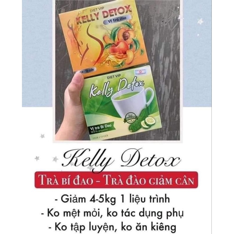 TRÀ GIẢM CÂN KELLY DETOX CHÍNH HÃNG 100%-hộp 15 gói giảm 6 8kg sau khi sử dụng 1 liệu trình 30 ngàyhộp