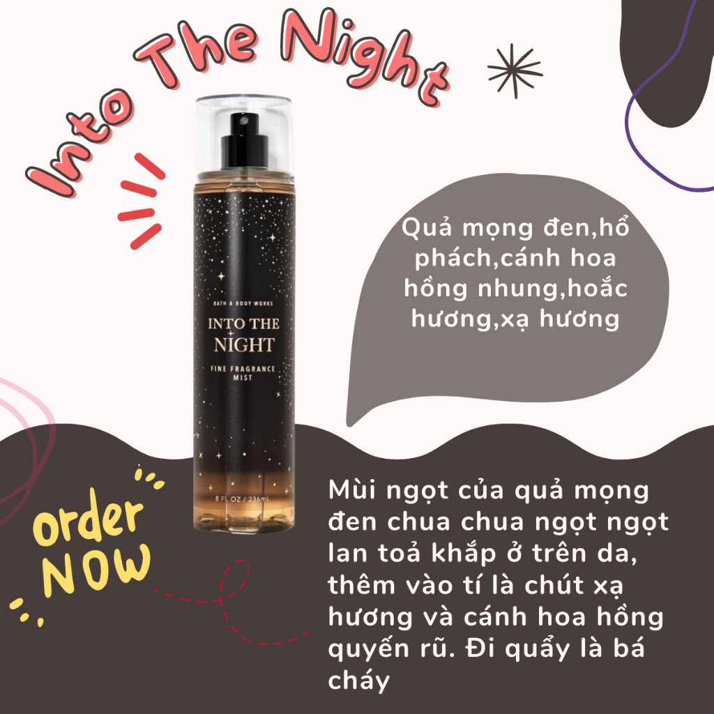 Xịt thơm Bodymist Into The Night hương sexy.