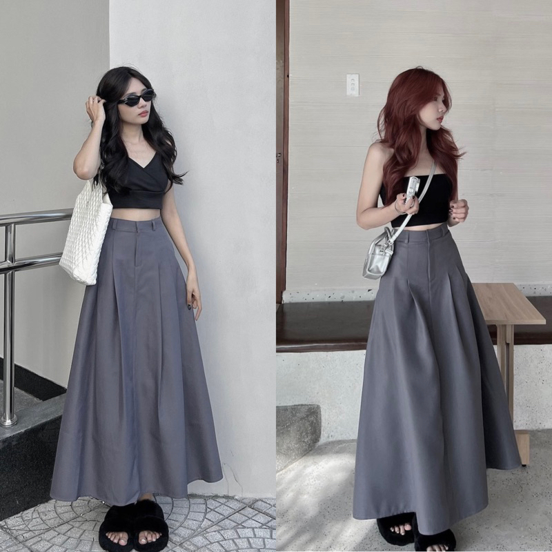 Chân Váy Dài Hạ Ly Eo , Chân Váy Xếp Ly Dáng Dài Ulzzang Mã D06 SNUPI
