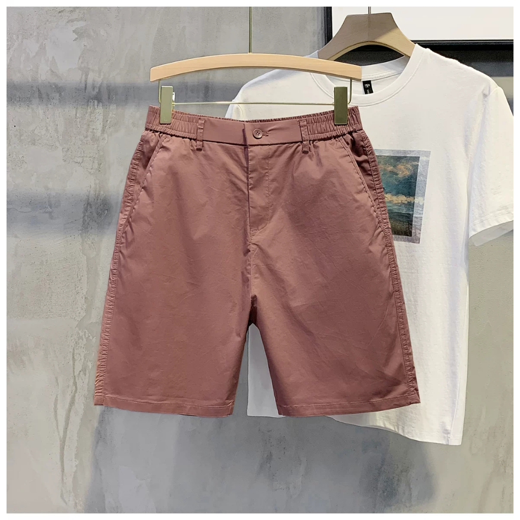 Quần short nam KAKI GIÓ cạp chun pha cúc trẻ trung