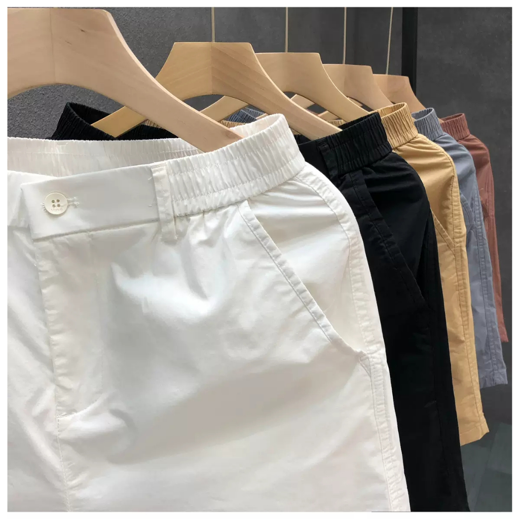 Quần short nam KAKI GIÓ cạp chun pha cúc trẻ trung