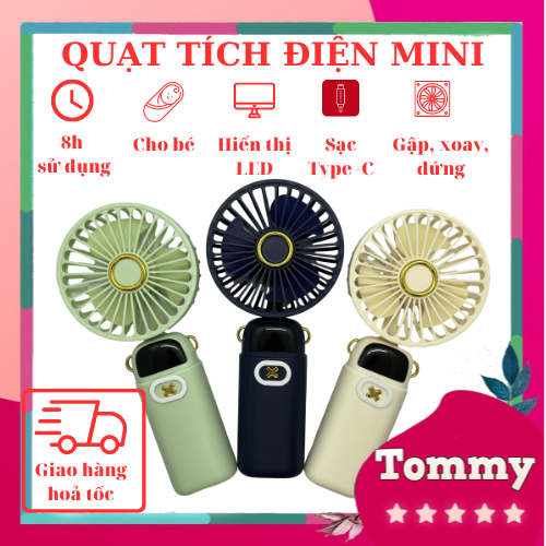[Dành Cho Bé] Quạt Tích Điện Cầm Tay Mini 5 Trong 1 Siêu Khỏe Pin 18000Mah