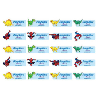 Set 12 Sticker in tên bé ủi quần áo