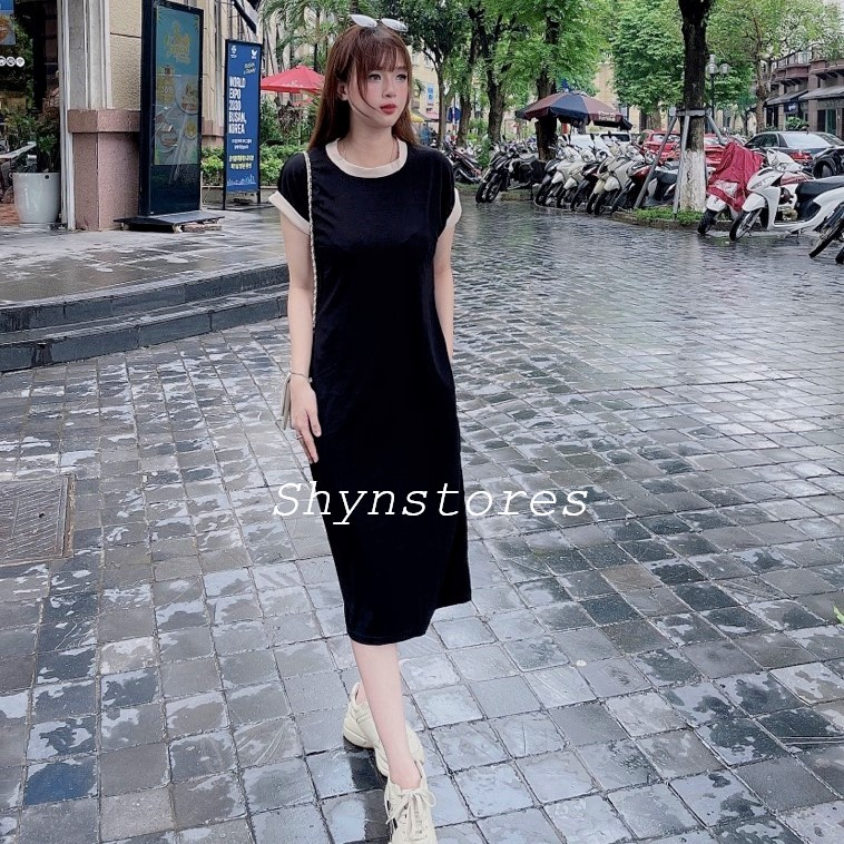 Shynstores Đầm suông nữ - váy suông trơn cổ tròn dáng rộng phối viền vải tổ ong siêu xinh | BigBuy360 - bigbuy360.vn