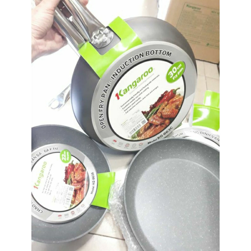 Chảo nhôm chống dính vân đá đáy từ kg663xs size 20cm