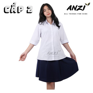 Áo Trắng Đồng Phục Học Sinh Cấp 2 - Áo Nữ - Vải KateSil Cao Cấp - Mặc Mát - Không Phai Màu