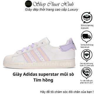 Giày thể thao nữ superstar stick hồng tím size 36-39