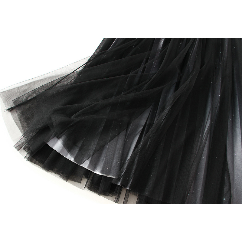 V.I.T House | Chân váy ren lưới ombre ánh kim 2 lớp