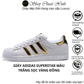 Giày thể thao adidas superstar màu trắng sọc vàng đồng,adidas superstar gold silver 2023