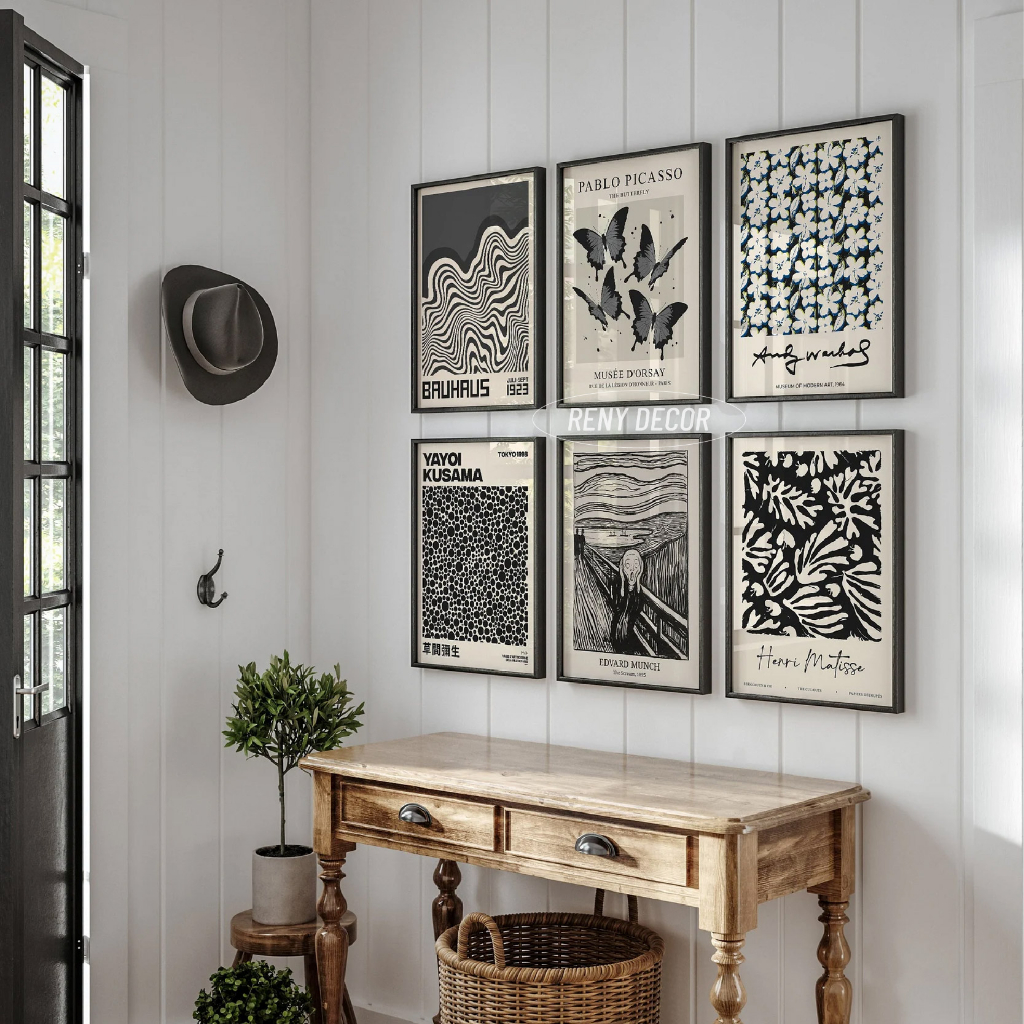 Bộ Tranh Tác Phẩm Họa Sĩ Trừu Tượng Nổi Tiếng - Tranh Treo Tường Decor Tráng Gương, Canvas, Trang Trí Phòng