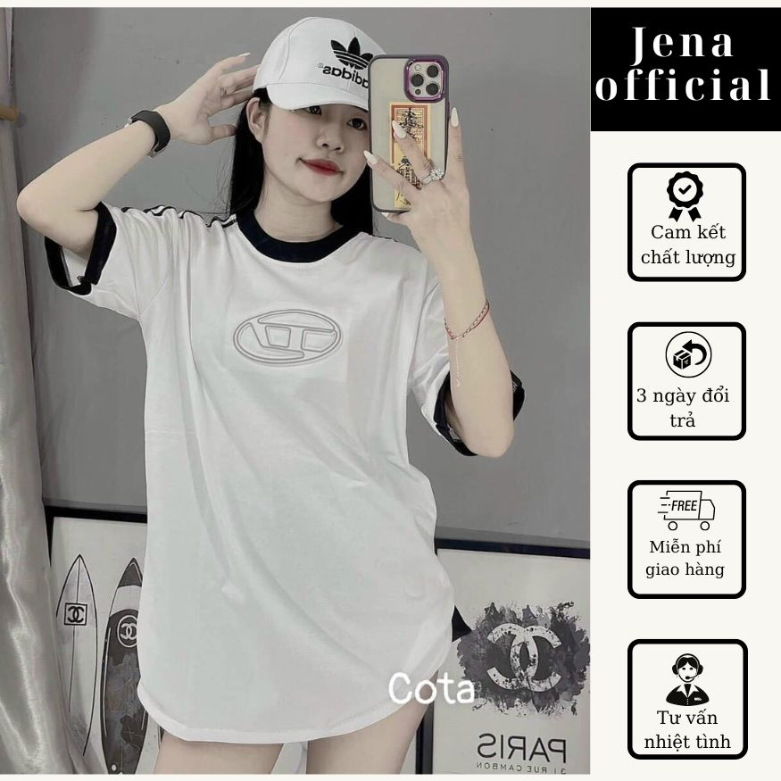 Áo thun 3 sọc chữ D phản quang cotton 100% form rộng tay lỡ