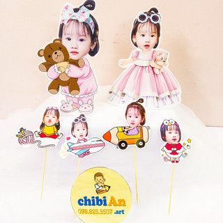 Cây ảnh - Hashtag hình chibi cắm bánh sinh nhật - Phụ kiện trang trí sinh nhật cho bé đẹp rẻ