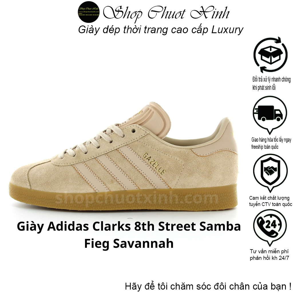 Giày Thể Thao Adidas Clarks 8th Street Samba by Ronnie Fieg Màu Da Lộn Mới Nhất 2023