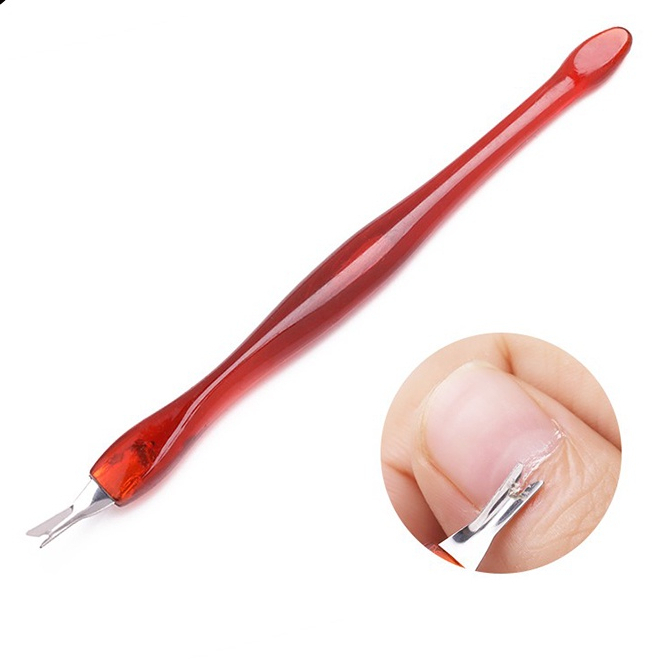 Dụng cụ đẩy da móng tay cán cầm nhựa đỏ chuyên dụng cho làm móng tay, móng chân