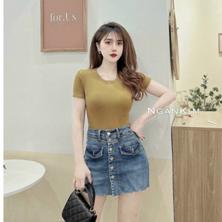 Áo Thun Trơn Nữ dáng ôm chất thun tăm co giãn