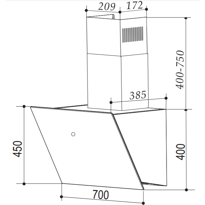 Máy hút mùi kính vát BAUER BC 70ESI / Hút mùi bếp cảm ứng cao cấp, Máy khỏe, Hút êm, Bảo Hành Chính Hãng