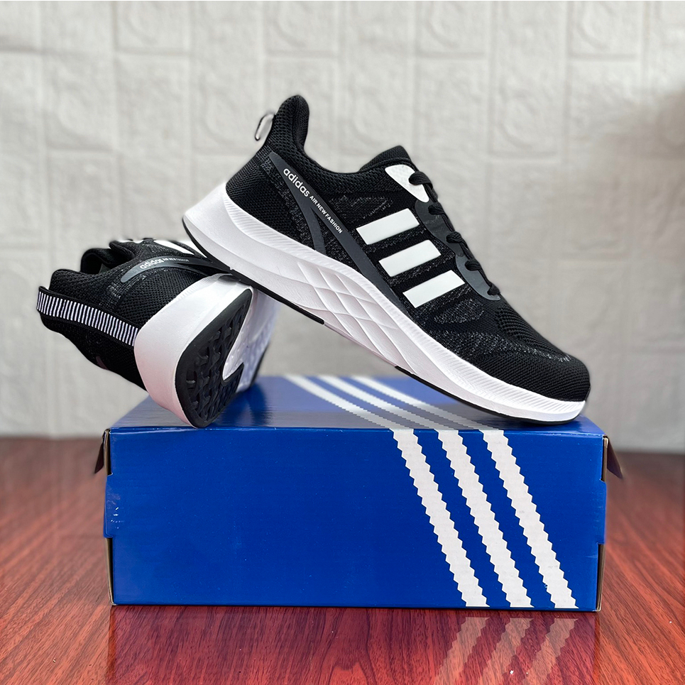 Giày thể thao nam cổ thấp màu đen trắng êm chân, thoáng khí