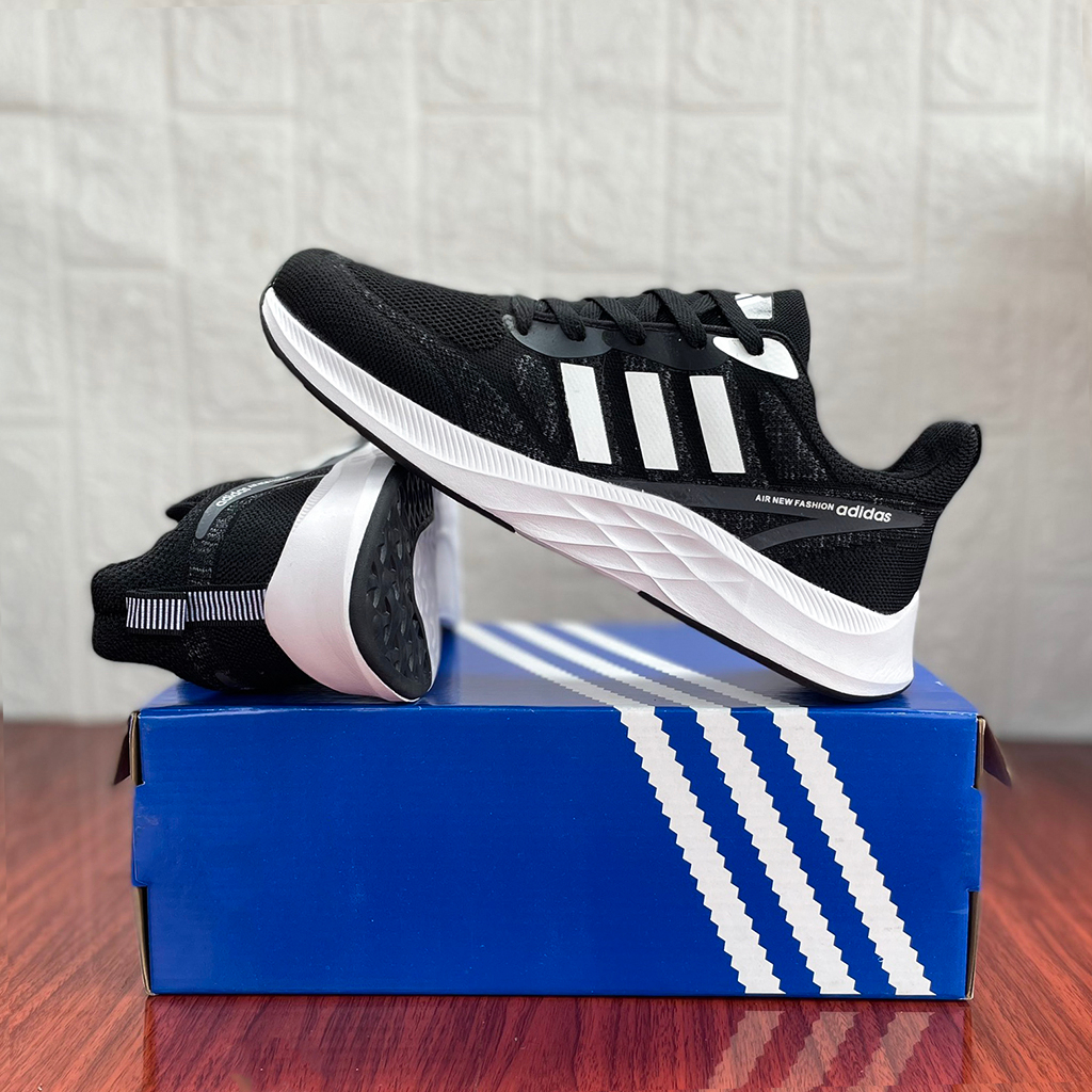 Giày thể thao nam cổ thấp màu đen trắng êm chân, thoáng khí