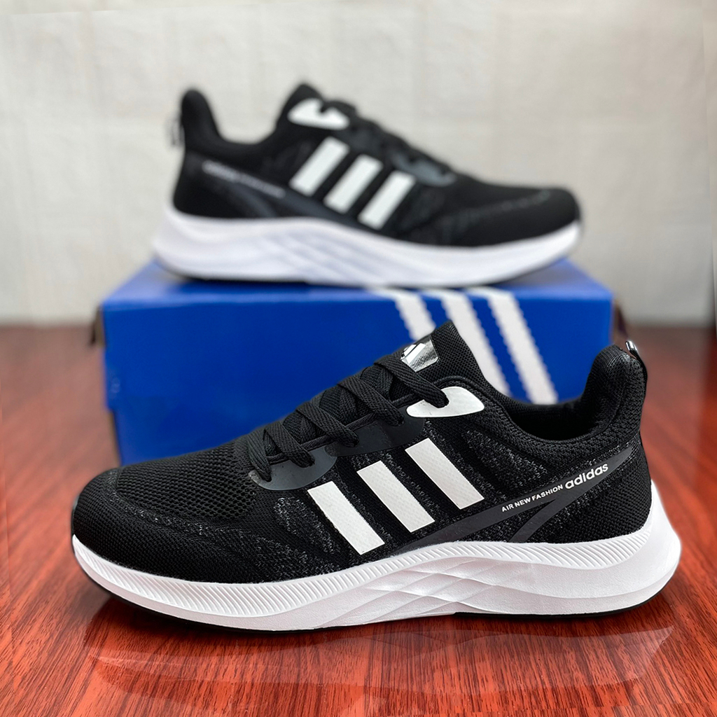 Giày thể thao nam cổ thấp màu đen trắng êm chân, thoáng khí