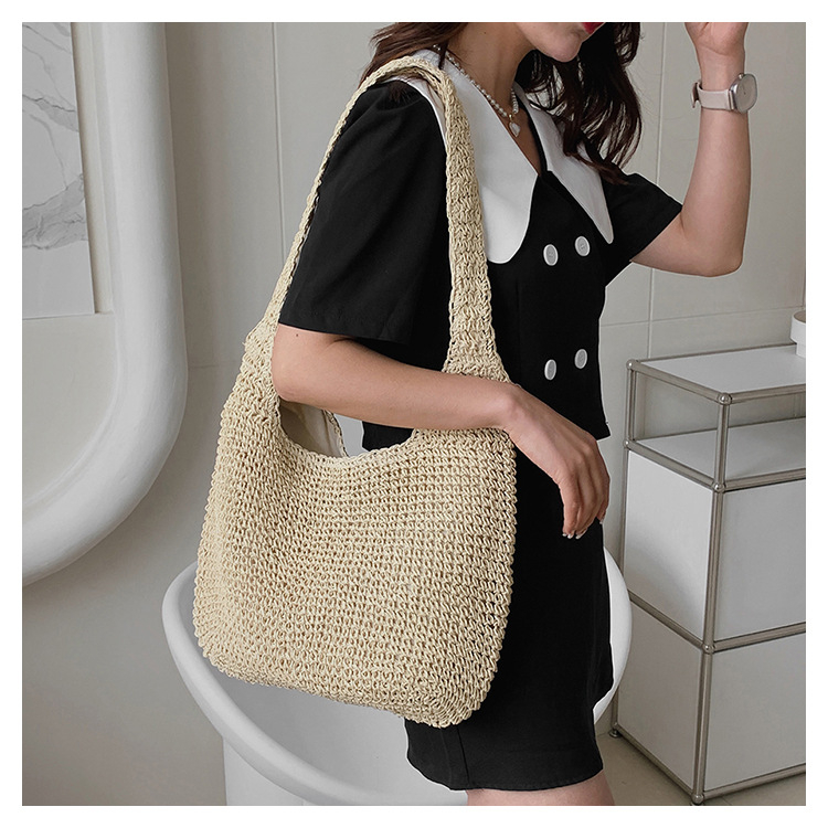 Túi cói Hobo  đeo vai cỡ lớn -2 dây đeo - phong cách Bohemian