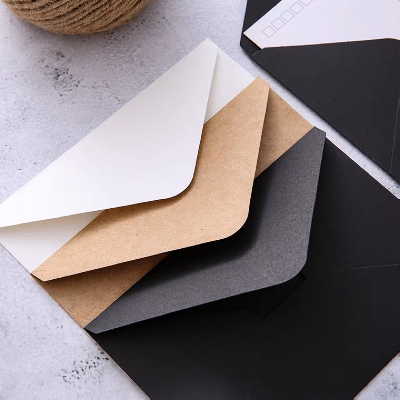 Phong bì thư Vintage giấy kraft nâu đen trắng đựng thiệp cảm ơn