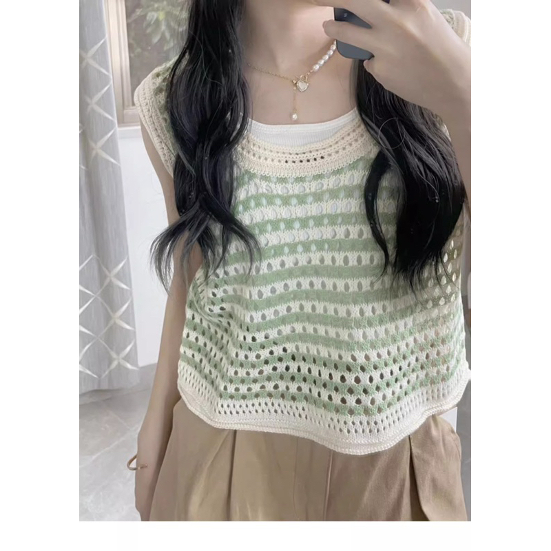 Áo ba lỗ đan sợi xanh mint DA613