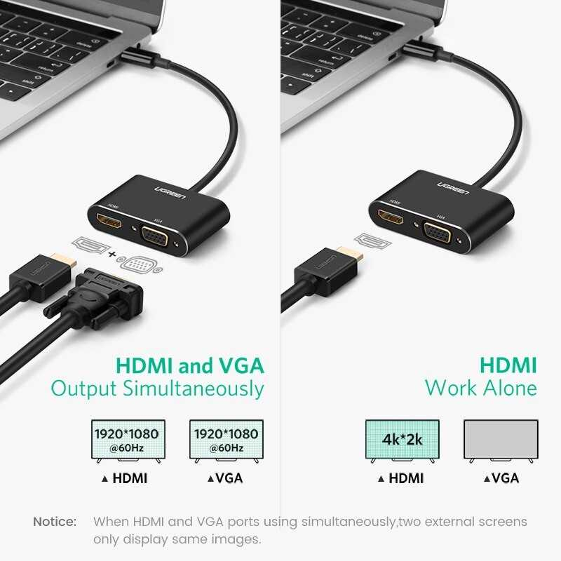 Cáp chuyển đổi USB 3.0 sang HDMI + VGA 1080P/60Hz Ugreen 20518 cao cấp