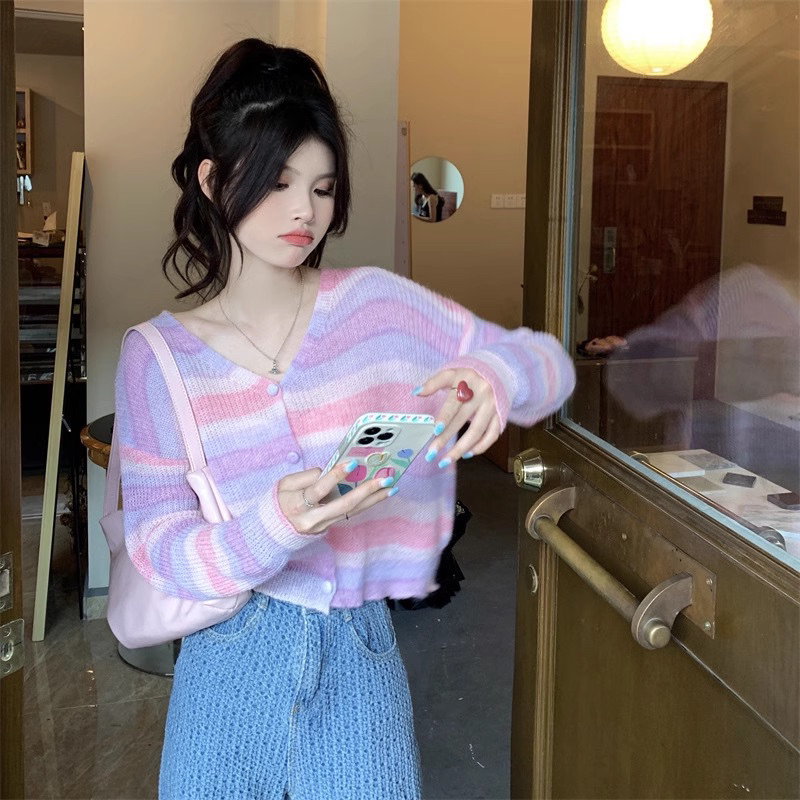 Áo Cardigan soc màu pastel DK039