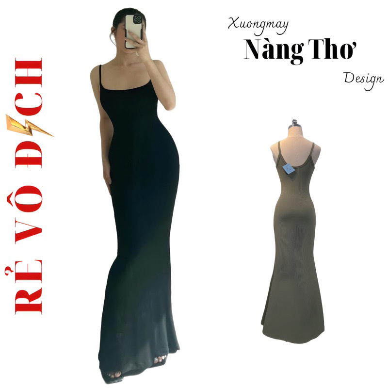 D151 Đầm 2s đuôi cá dáng dài phủ gót chuẩn mẫu, độ dài 130cm, chất gân tăm giãn mạnh