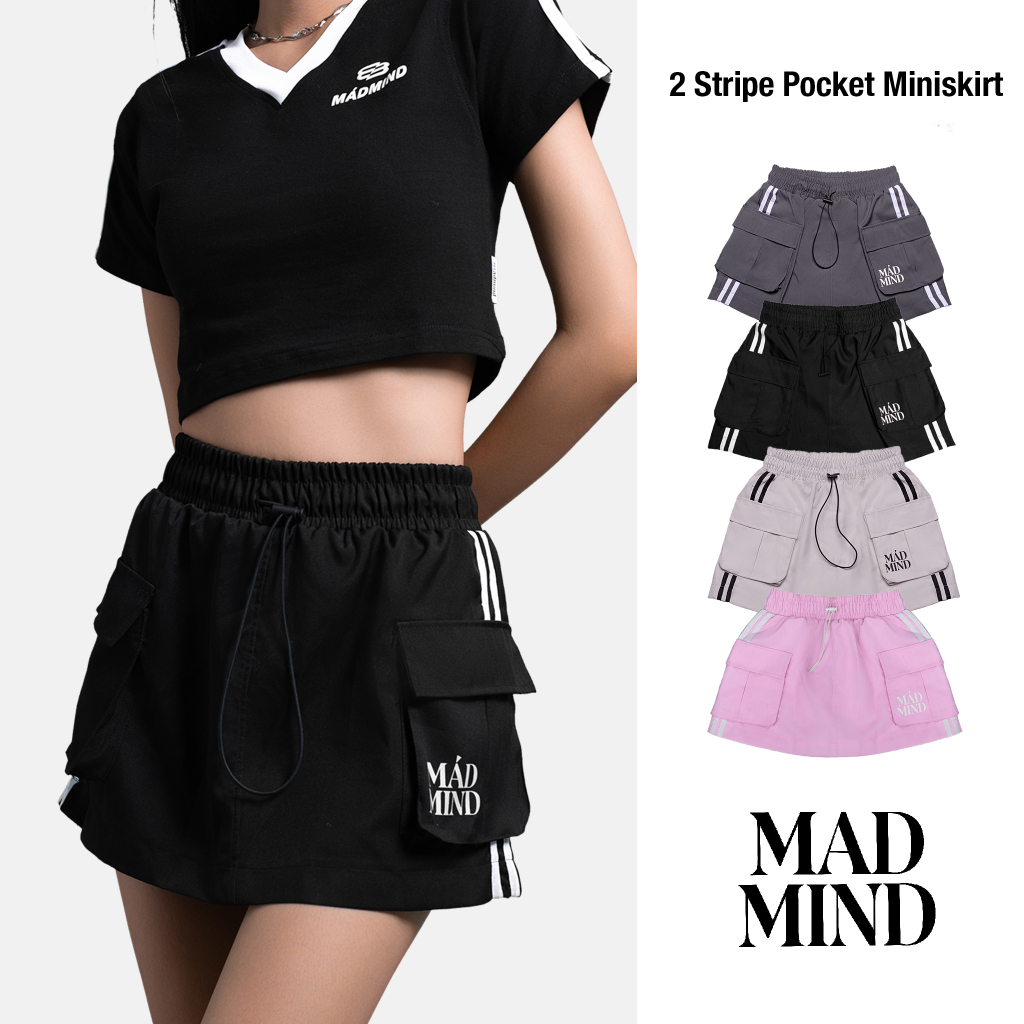 MADMIND® Chính Hãng - Chân Váy 2 Sọc Có Túi Hộp Madmind 2 Stripe Pocket - Có Quần Bảo Hộ