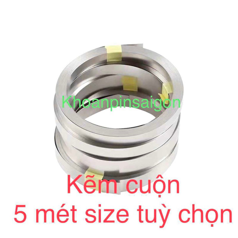 Cuộn 5mét kẽm hàn cell pin đơn , dày 0,15mm-02mm