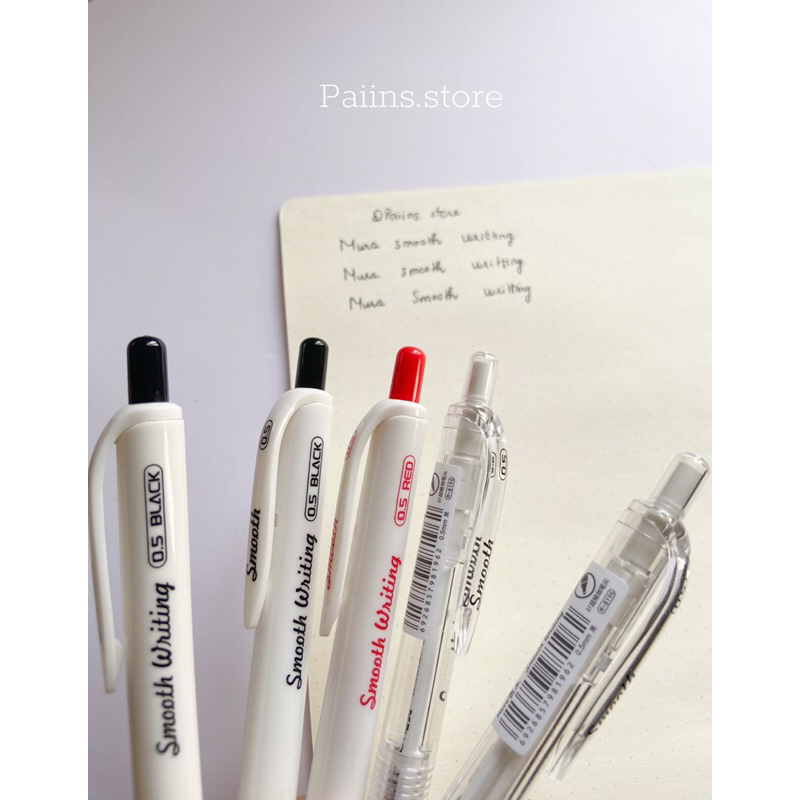 Bút gel bấm Mura Smooth Writing mực đen, đỏ ngòi 0.5m