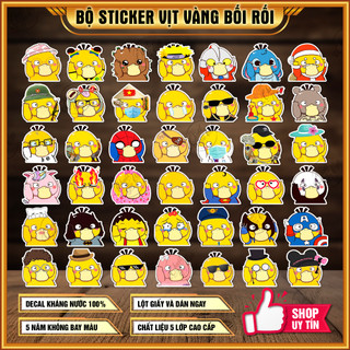 Bộ 100 mẫu sticker VỊT VÀNG BỐI RỐI trend hình dán koduck psyduck pokemon pikachu