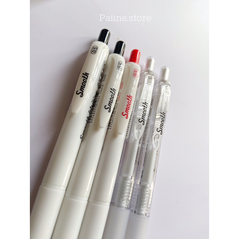 Bút gel bấm Mura Smooth Writing mực đen, đỏ ngòi 0.5m