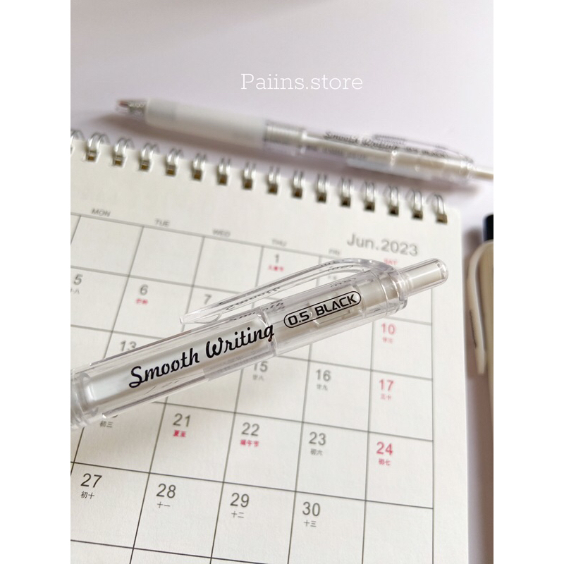 Bút gel bấm Mura Smooth Writing mực đen, đỏ ngòi 0.5m