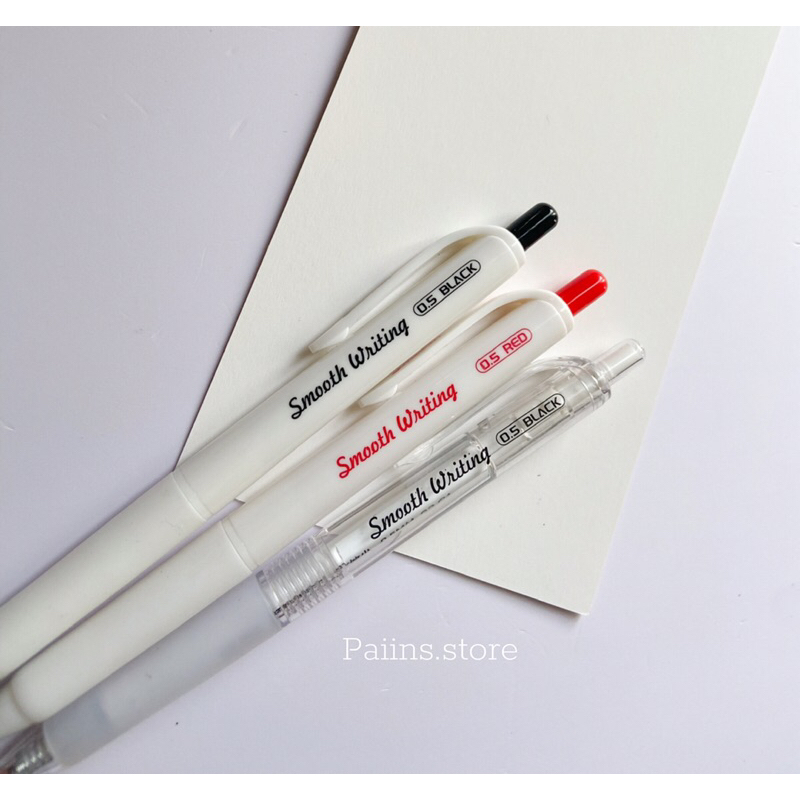 Bút gel bấm Mura Smooth Writing mực đen, đỏ ngòi 0.5m