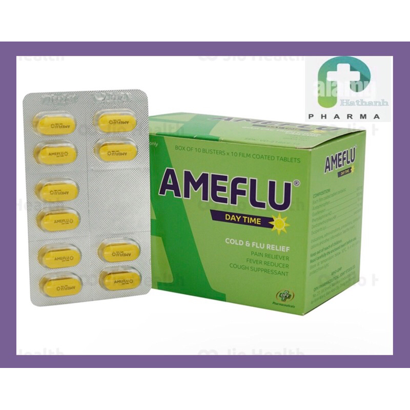 Vỉ 10 viên Ameflu day time. hộp 10 vỉ