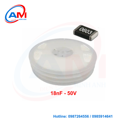 [1cuộn] Tụ điện 18nF 50V 0603 1 cuộn 2000 con SMD 0603 18nF 50V chính hãng TDK