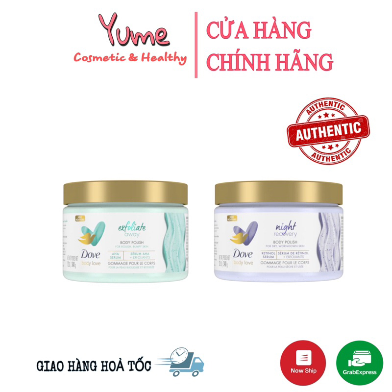 Kem tẩy tế bào chết Dove Body Love serum AHA,RETINOL Body Polish 340g