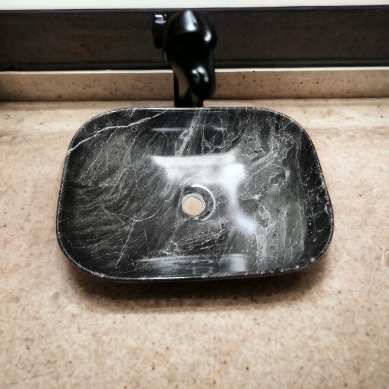 Chậu lavabo vân đá đặt bàn 46x32cm