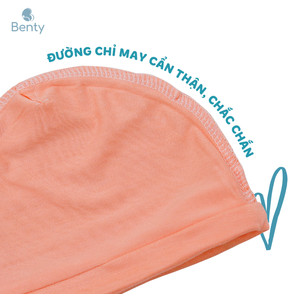 Mũ sơ sinh màu trơn basic họa tiết BENTY cho bé, mũ cotton cao cấp an toàn cho bé