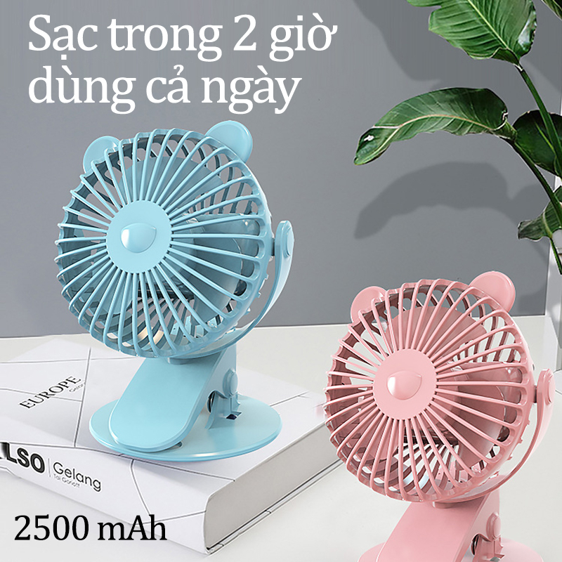 Quạt Kẹp Bàn Mini Tích Điện Siêu Mát Xoay 720 Độ Không Ồn Pin Trâu 2500mAh Có Chân Kẹp Bàn Kẹp Xe Đẩy 3 Chế Độ Tiện Lợi | BigBuy360 - bigbuy360.vn