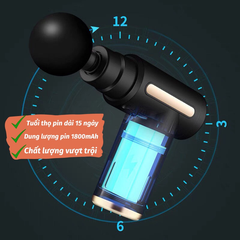 Máy Massage Cầm Tay Mini, Súng Massage Cầm Tay Mini Toàn Thân 6 Cấp Độ Chuyên Sâu Đa Năng giãn cơ hiệu quả